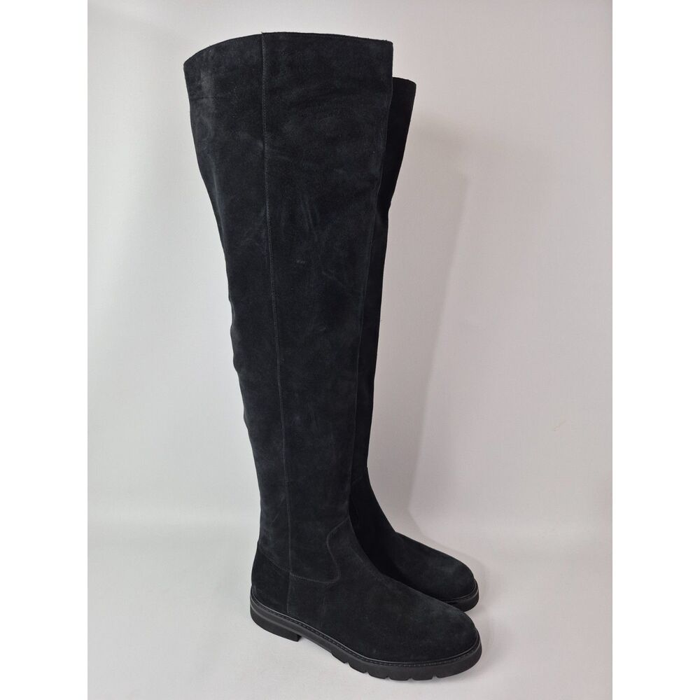 Stuart Weitzman Women's Black Chicago Lug Suede Over-the-knee Boots Size 9.5